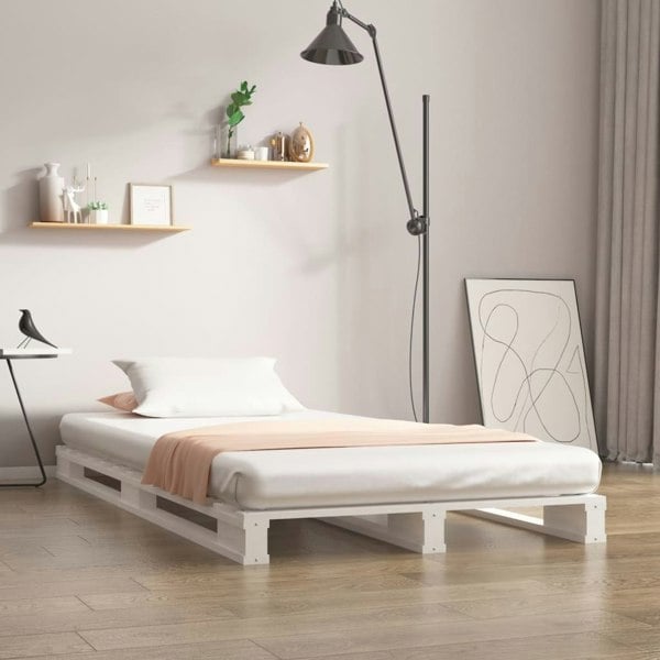 Berkfield Pallet Bed White 75x190 cm Small Single Solid Wood Pine