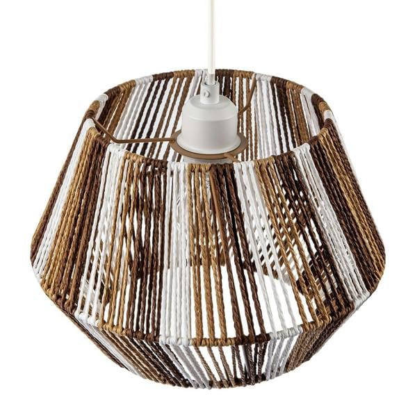Coastal Twisted Paper Rope Pendant Shade in Brown Tones and White Image 3