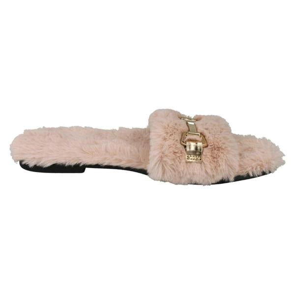 Spot On Ladies Spot On Flat Fur Mule Sliders F00139