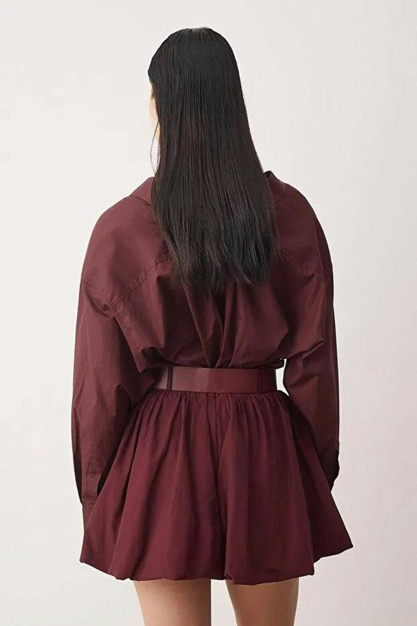 WOVCOR Super Mini Balloon Skirt with Lined Shorts and Belt Detail