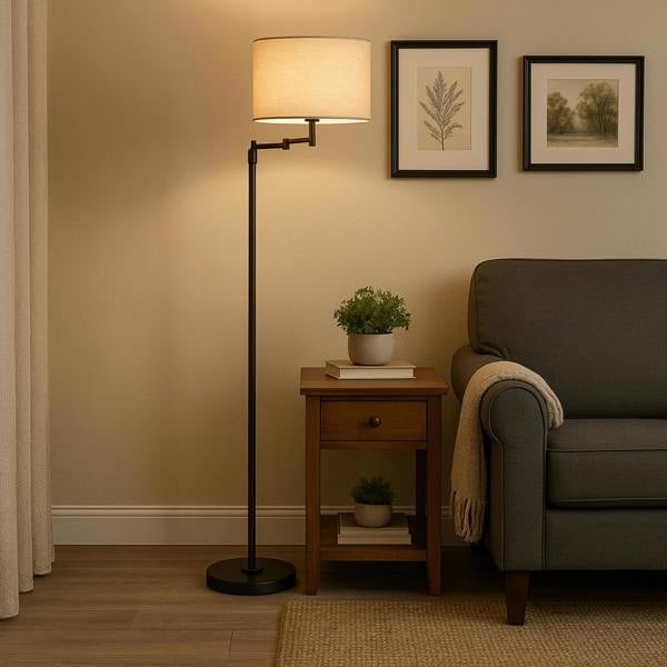 Matt Black Swing Arm Floor Lamp