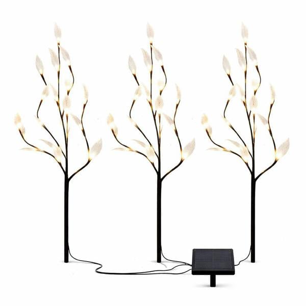 Gardenwize Solar Tree Lights – Pack of 3 with 60 White LED Stake Lights