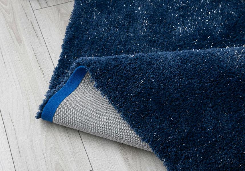 A.Unique Home Rome Sparkle Rug - 2.5cm Low Pile 1050GSM - Navy - 110x150cm