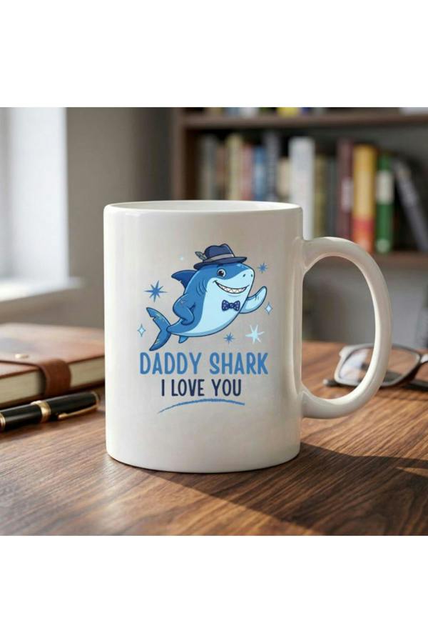 Dyzi Father's Day Daddy Shark I Love You Ceramic Coffee Mug 320ml