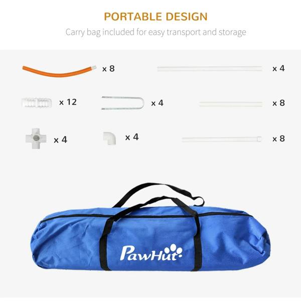 Portable dog agility equipment set parts with blue Oxford carry bag