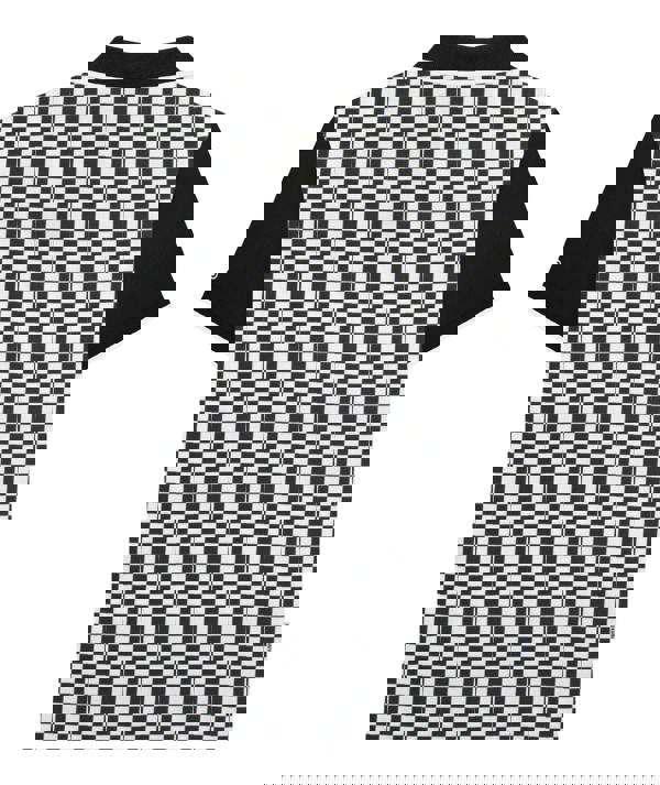 Lambretta Mens Checkered Casual Retro Mod Ska Black Polo Shirt