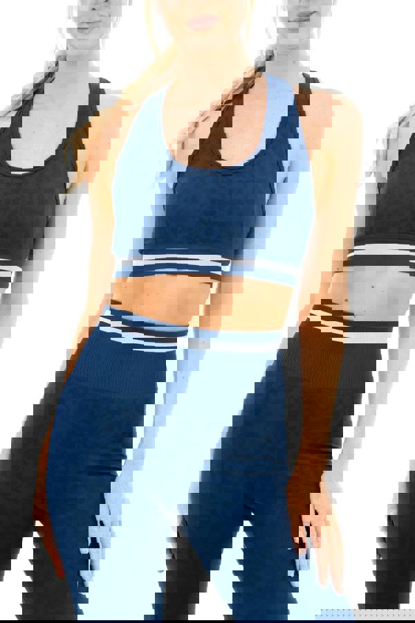 Smart Living Women's Leopard Print Seamless Padded Sports Bra - Navy