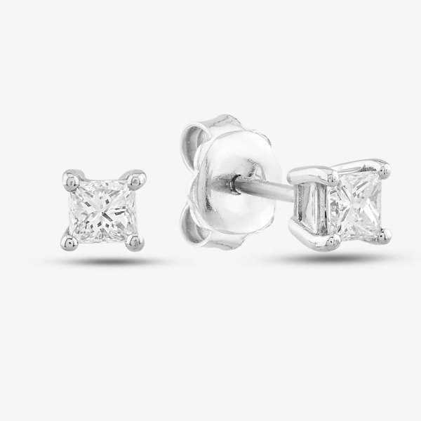 T. H. Baker 18ct White Gold 0.60ct Princess Cut Stud Earrings PCE60 18WG