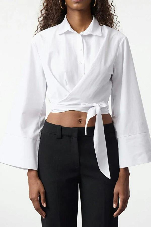 WOVCOR Regular Fit Woven Shirt with Tie Detail