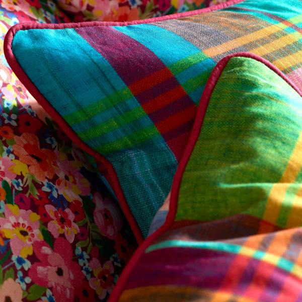 Sophie Robinson Wanderweave Ikat Check 100% Cotton Reversible Duvet Cover Set Bright