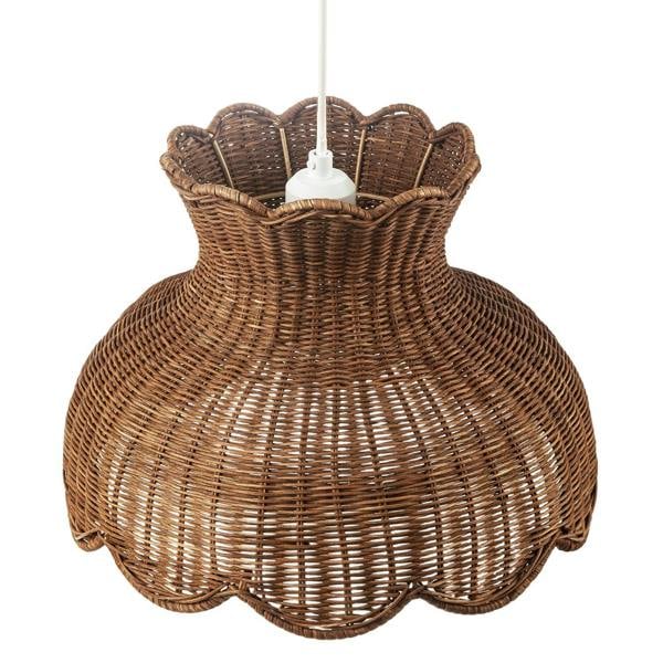 Dark Brown Woven Rattan Pendant Light Shade in Vase Inspired Shape Image 3