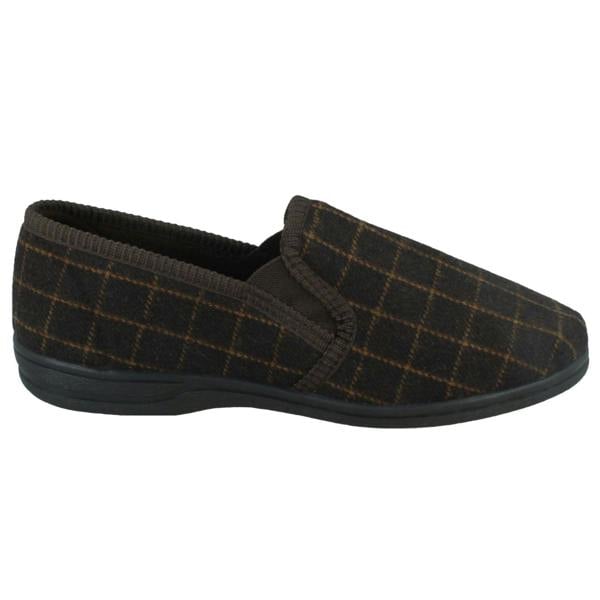 Spot On Mens Spot On Checked Upper Gusset Slipper Jaydon