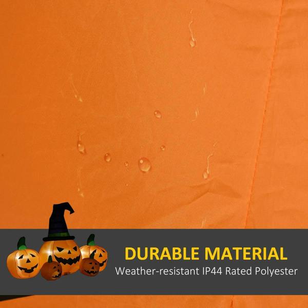 Orange inflatable pumpkin display with witch hat and water-resistant fabric surface