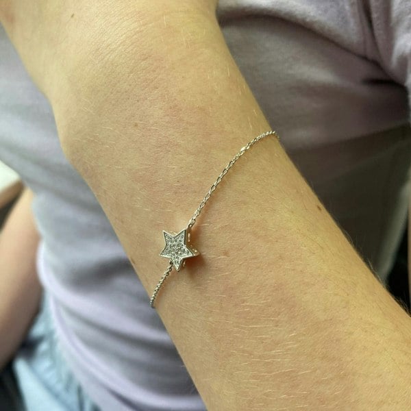 Sterling Silver Edged CZ Star Bracelet - Reeves & Reeves