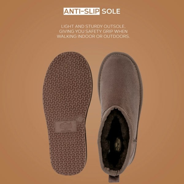 VIVA Women's Faux Fur Lined Boot Slippers - Memory Foam Anti-Slip Sole