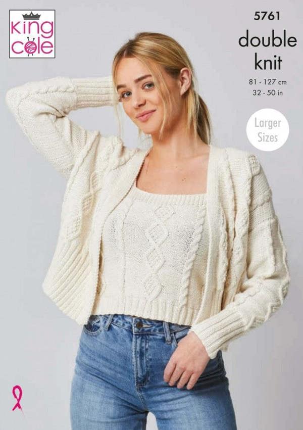 King Cole Cottonsoft DK Knitting Pattern 5761, Cardigans, Tops for Women, 32 - 50 Inches