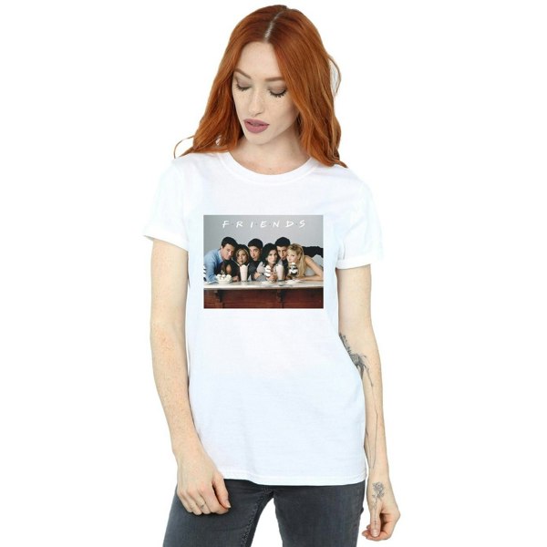 Friends Womens Group Photo Milkshakes Cotton Boyfriend T-Shirt - White