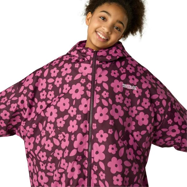 Regatta Childrens/Kids Floral Waterproof Changing Robe - Violet Fig - 