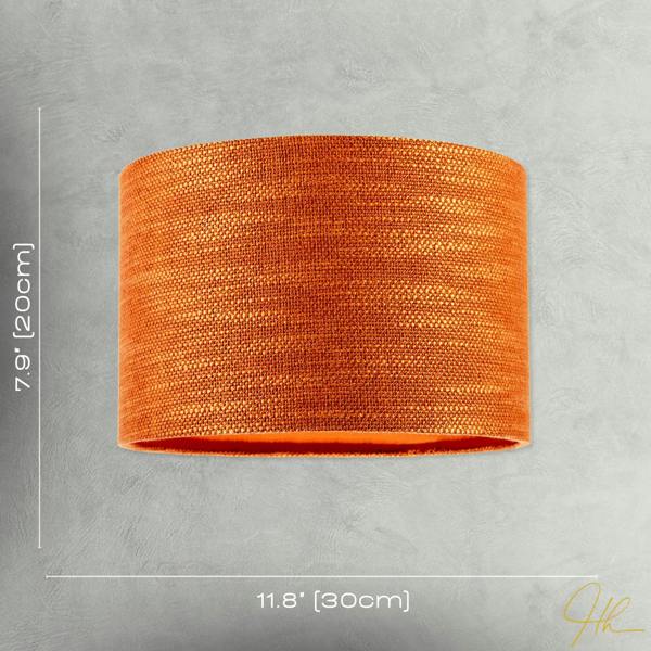 Designer Bobbled and Textured Linen Lamp Shade in Rustic Orange Image 8