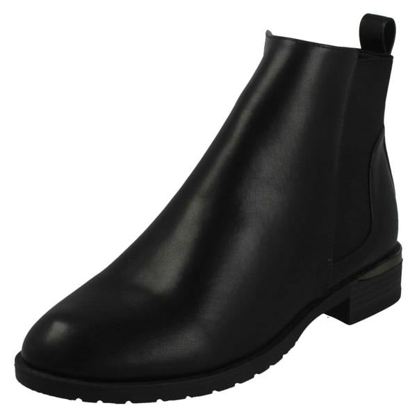 Spot On Ladies Spot On Low Heel Wide Fit Elastic Gussest Zip Ankle Boots F51195