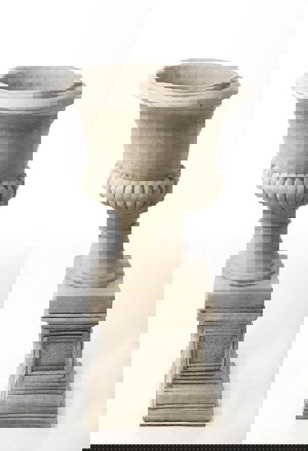 Pair of Classic Stone Garden Urns with Columns