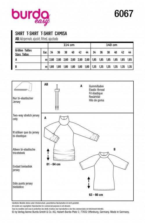 Burda Sewing Pattern 6067 Tops For Women, 8-18 (34-44) - Easy