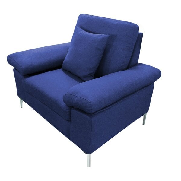Kosy Koala Modern Blue One Seater Sofa with Cushion And Chrome Feet Cozy Couch for Any Room