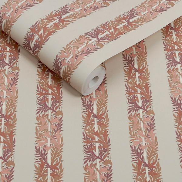 William Morris at Home Love Is Enough Stripe Terracotta Wallpaper