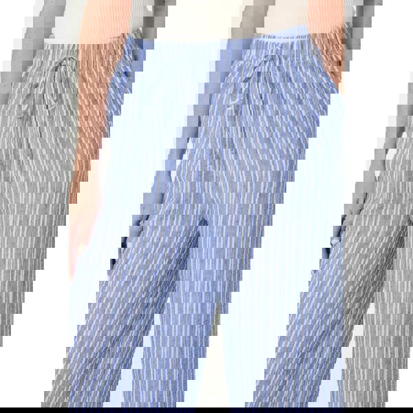 Blue Vanilla Tie Waist Stripe Wide Leg Trousers