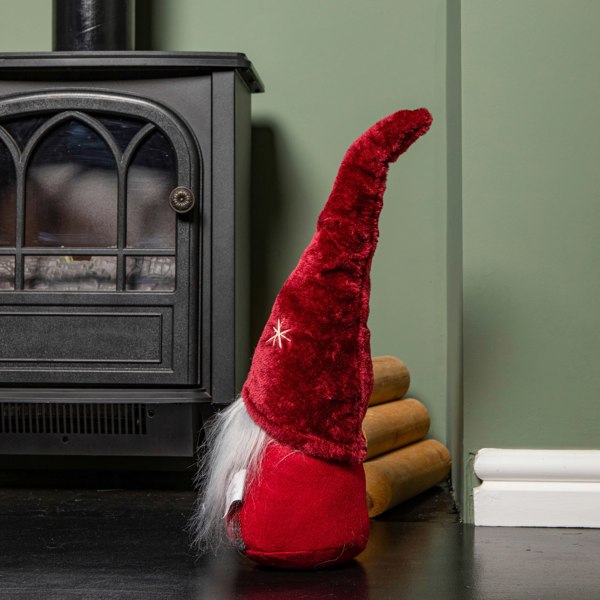 Samuel Alexander 48cm Red Tartan Sitting Christmas Gonk with Snowflake Hat
