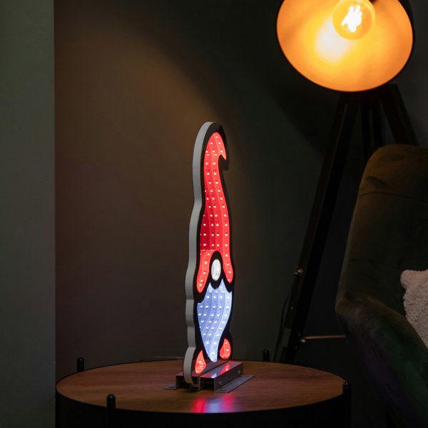 Samuel Alexander 40cm Infinity Light up Christmas Gonk Decoration with Red & White LEDs on Metal Base