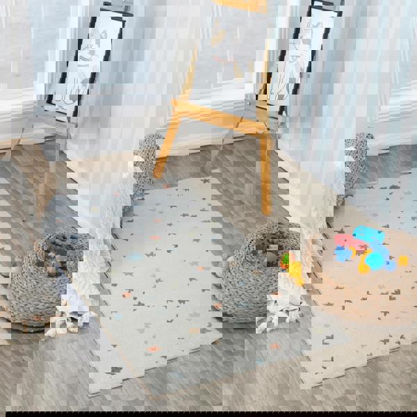 Livabliss Lillian-Kids Beige Orange Green Grey Washable Rug for Children's Rooms