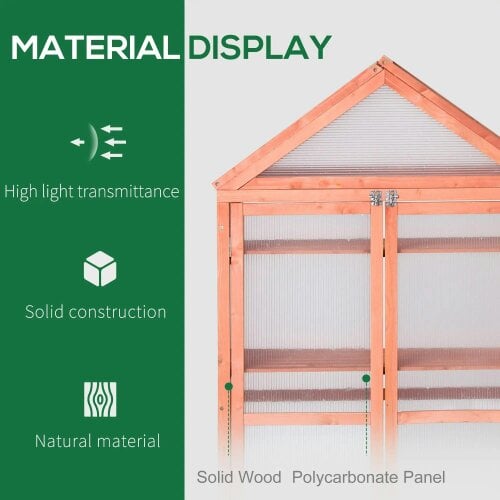 Bobobiy Garden Cold Frame Polycarbonate Greenhouse with Adjustable Shelves, Grow House for Flower Vegetable Plants, 80 x 47 x 138cm, Orange