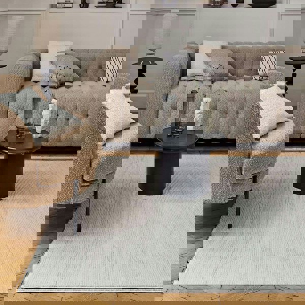 grey-cream colours, striped design, stain-resistant, Cosy comfort rug.