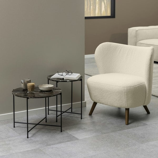 Furniture To Go Avila Side Table with Brown Marble Top 52x40cm