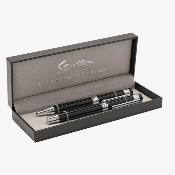 T. H. Baker Stratton Ballpoint And Rollerball Pen Set - Black ST2058