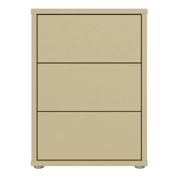 Furniture To Go Alice Springs Bedside Cabinet with 3 Drawers Push-to-Open in Butter Yellow