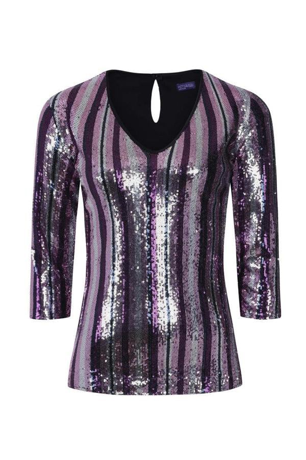 HotSquash V Neck Sequin Party Top