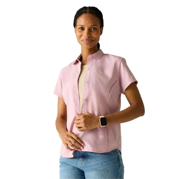 Regatta Womens/Ladies Lightweight Insect Repellent Short-Sleeved Travel Shirt - Powder Lilac Solid - 