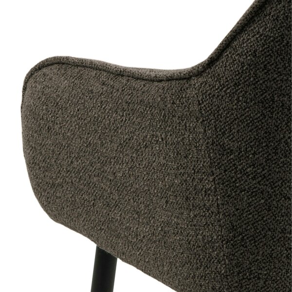 Wyld Haus Buttonfern Set of 2 Vintage Brown Diamond Upholstered Dining Chairs with Armrest