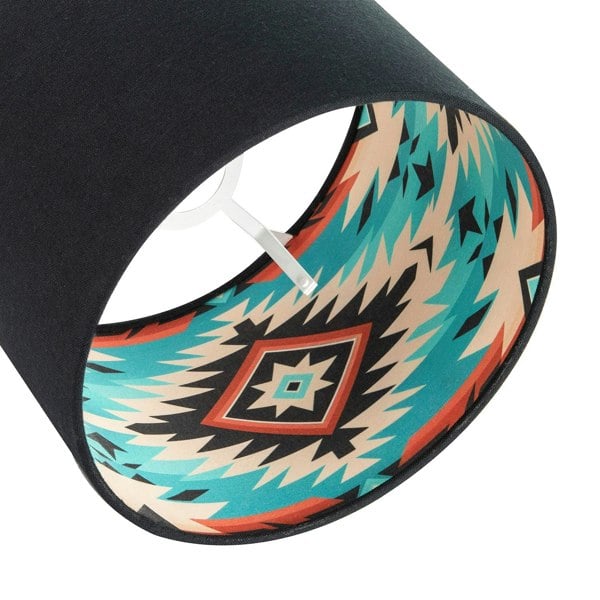 Modern Colourful Aztec Designed Lamp Shade with Black Linen Fabric Image 3