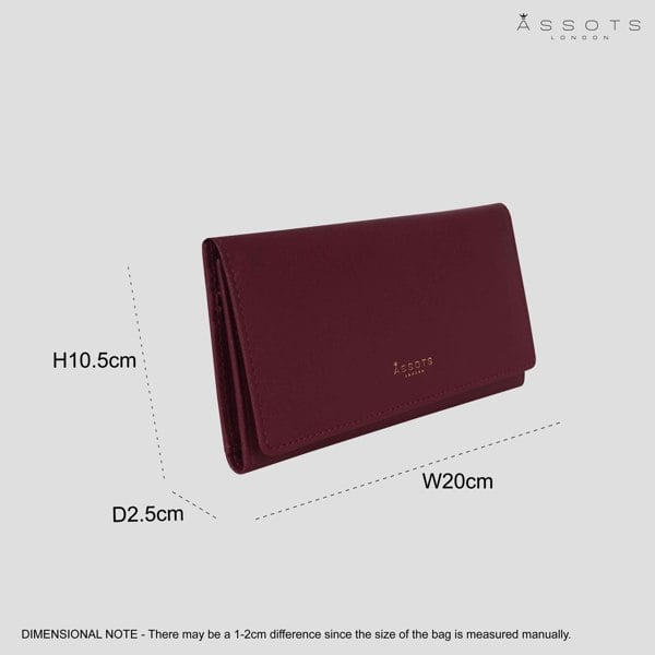 Assots London 'CLAIRE' Chilli Pepper Red Polished VT Vintage Leather Flap Over Purse