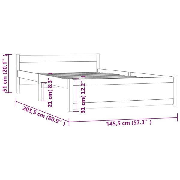 Berkfield Bed Frame Solid Wood 140x200 cm