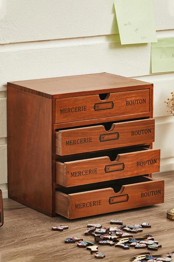 Retro 4-Drawers Wooden Organizer Box