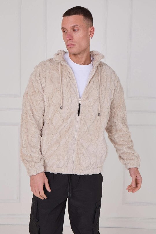 Luxe Textured Faux Fur Zip Jacket