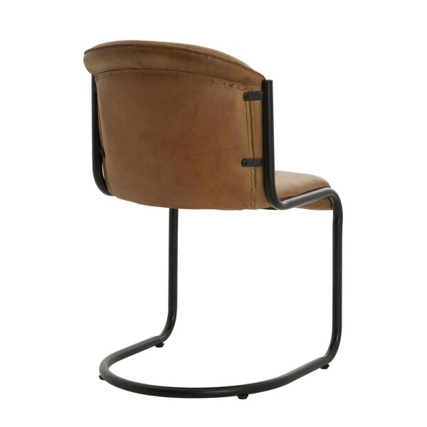 Wyld Haus Germain Arched Tan Brown Upholstered Leather Dining Chair
