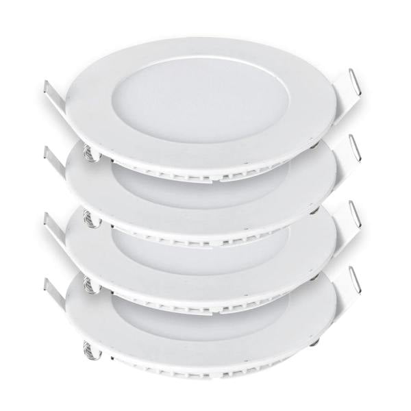 ENER-J 24W Round Recessed LED Ceiling Panel Light, Ultra Slim 220mm, 3000K Warm White, 30,000 Hours, Low Energy - Pack of 4