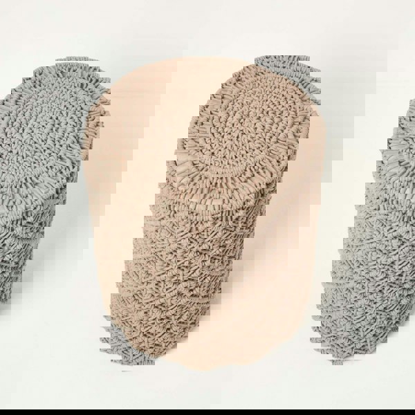 HOMESCAPES Delilah Brown Macrame Pouffe - 42 cm Tall