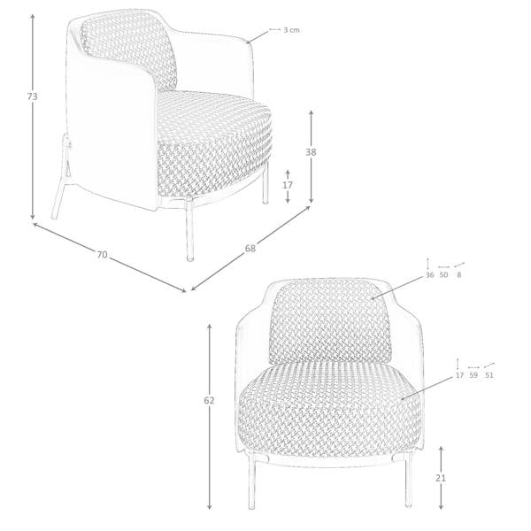 Angel Cerdá Black and White Fabric and Black Leatherette Armchair 5139