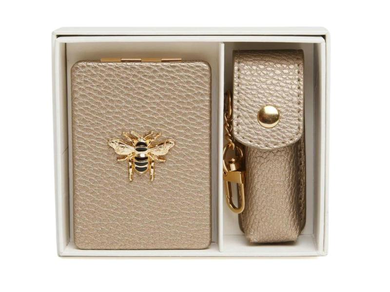 Alice Wheeler Bee 2-Piece Gift Set – Compact Mirror & Lipstick Holder